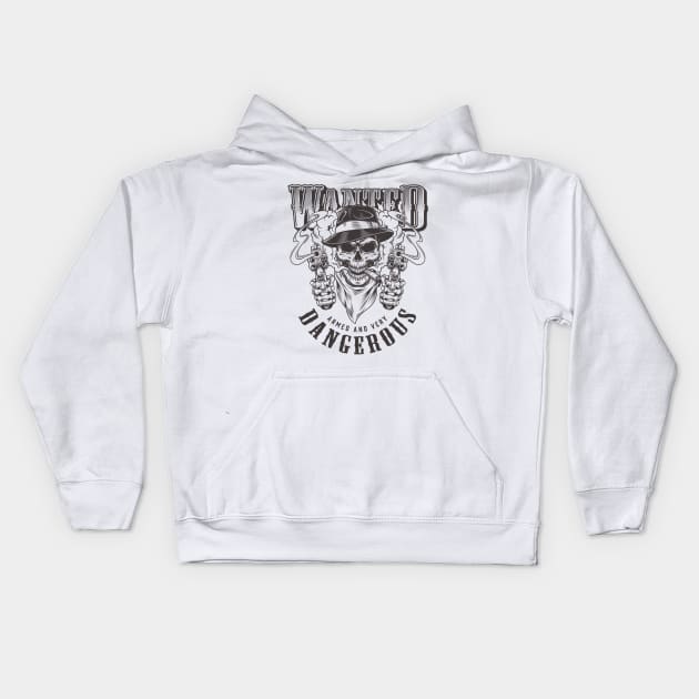 Vintage Gangster monochrome skull Kids Hoodie by Genie Store